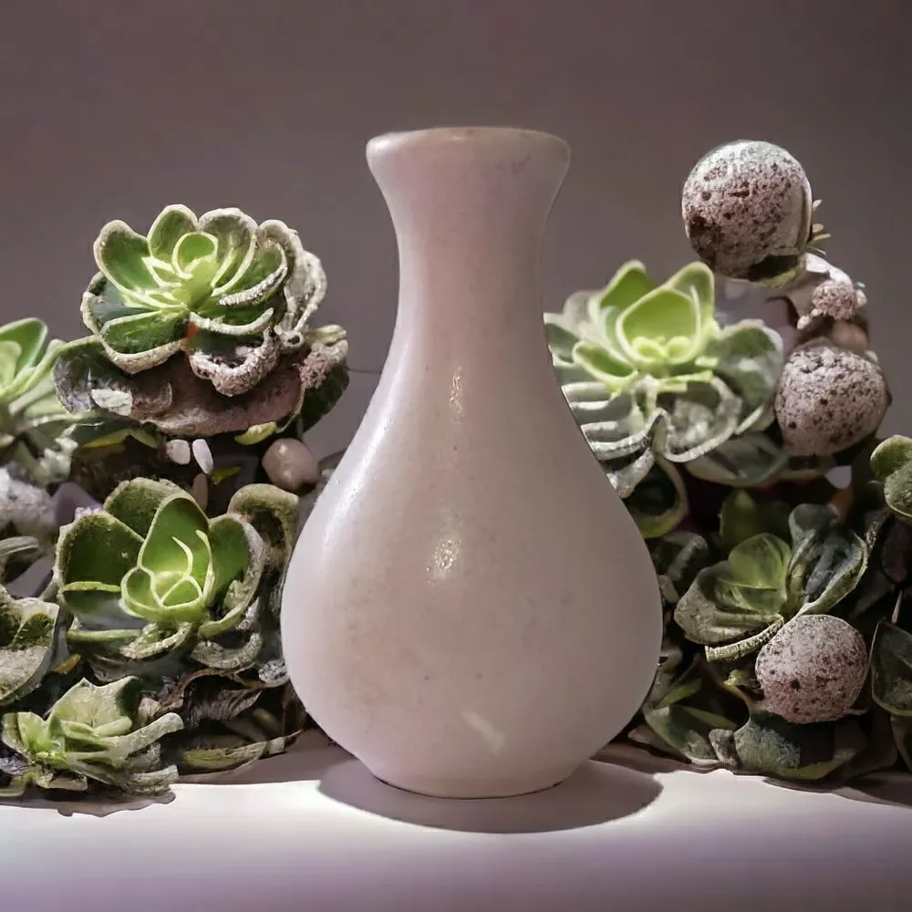 Camark Pottery Teardrop Bud Vase Art Deco Pale Pink Bulb Minimalist Farmhouse - Picture 12 of 14